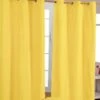 Cotton Gingham Check Yellow Ready Made Eyelet Curtains